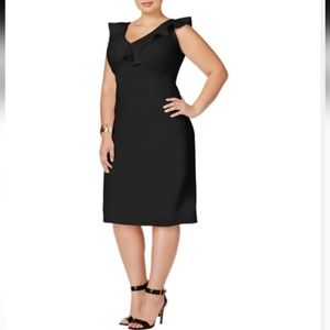 LOVE SQUARED BLACK RUFFLE SHIFT DRESS, SIZE 1X